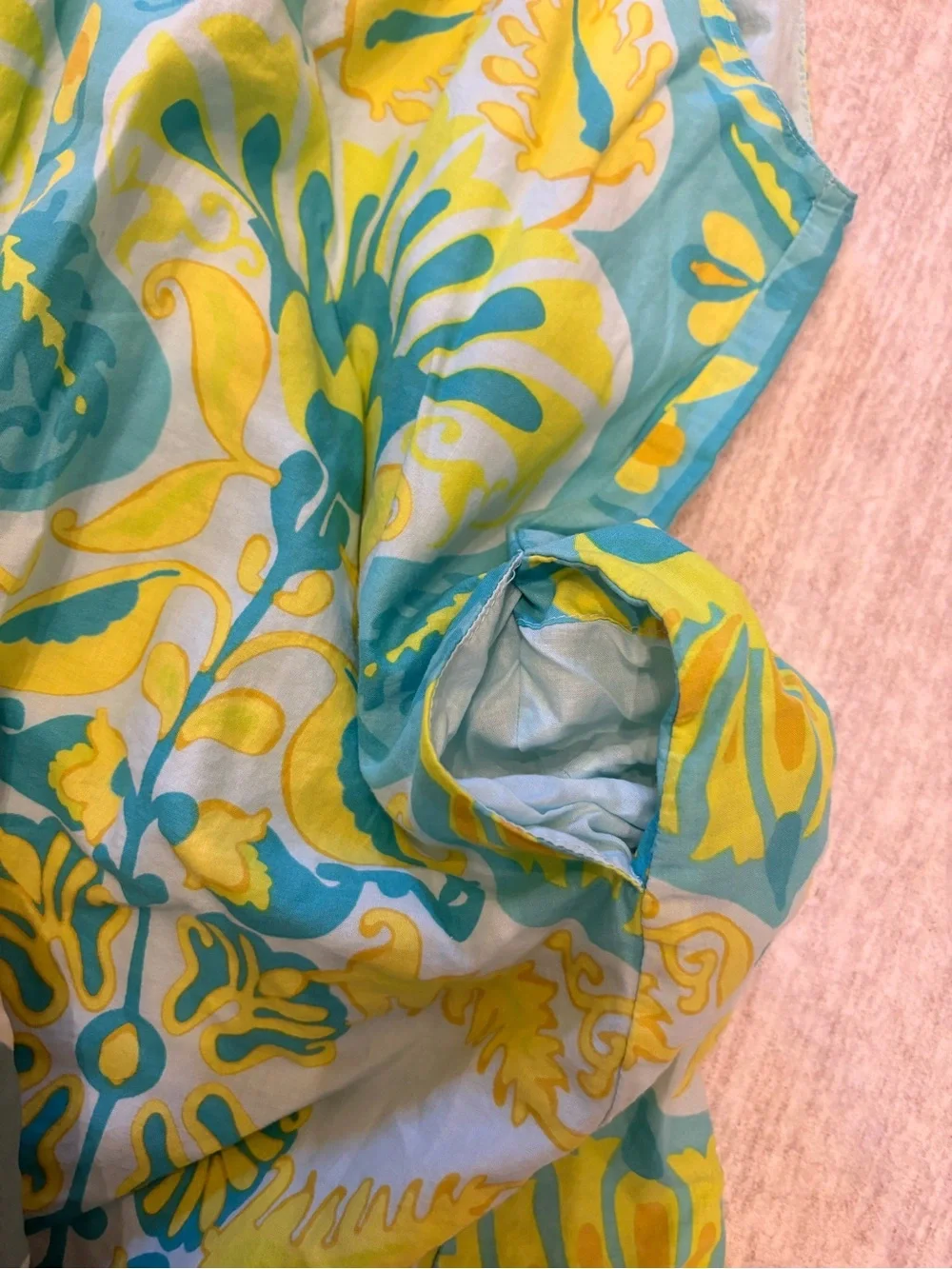 Gap Kids Girls Spaghetti Strap A-Line Blue, Aqua and Yellow Sun Dress Size 8